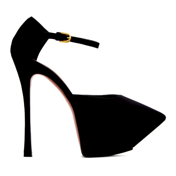 Amina Muaddi  “Angelica” Plateau Black Suede Pumps
(Size 39) - Picture 14 of 16